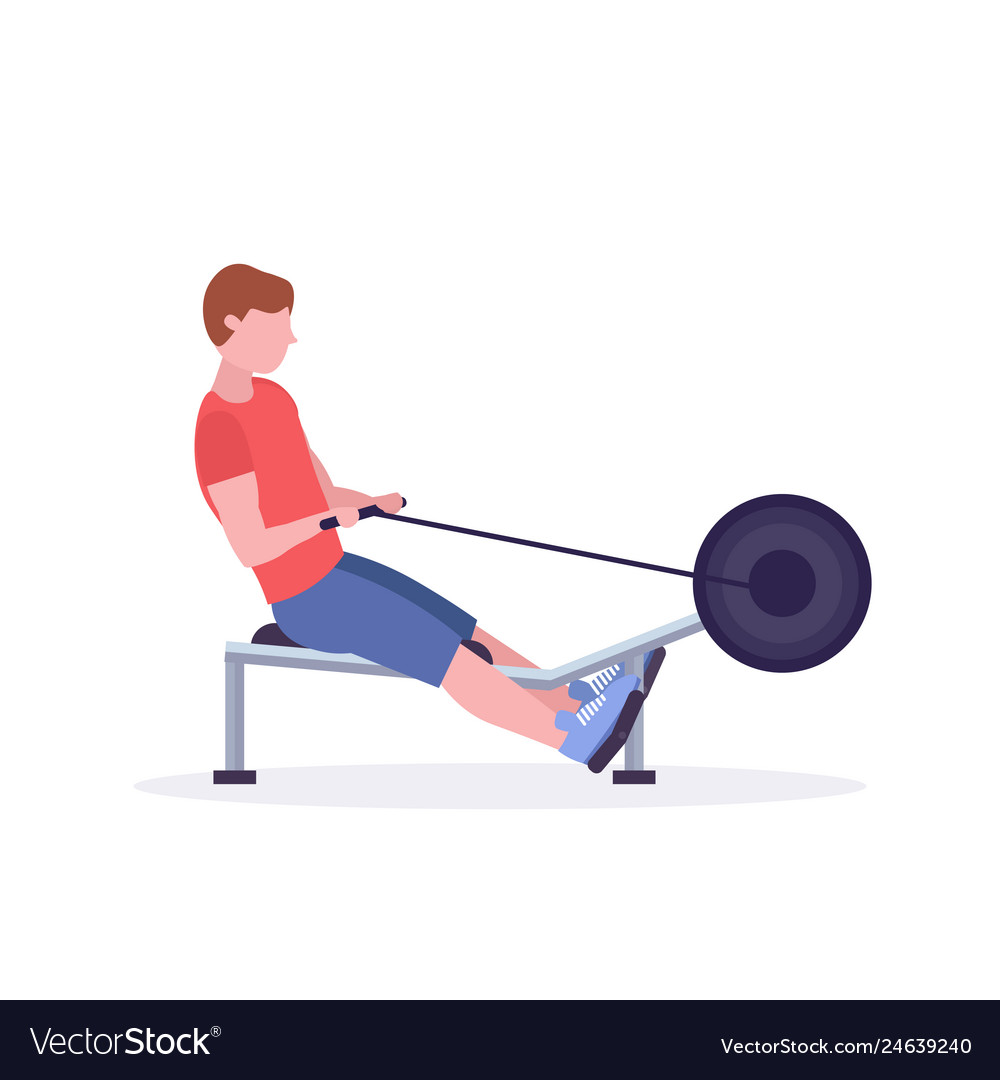 Man Exercising on Rowing Machine