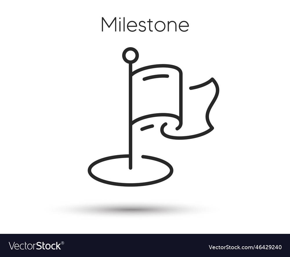 Milestone pin line icon flag location pointer