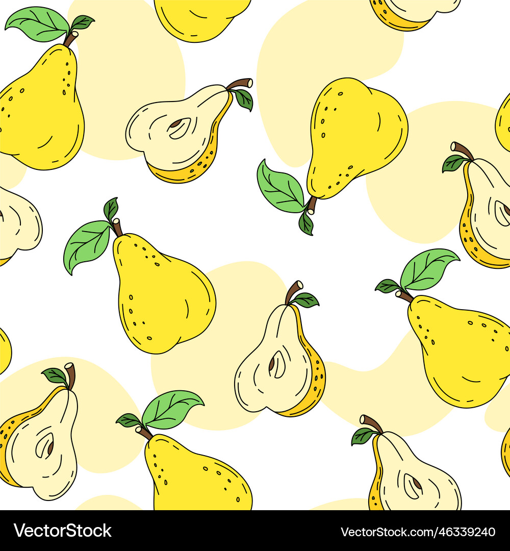 Pear pattern seamless on white background Vector Image