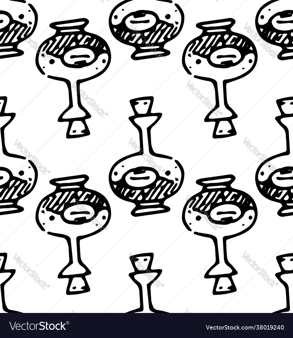 Seamless magic potion pattern rounded base vector image Seamless magic potion pattern rounded base