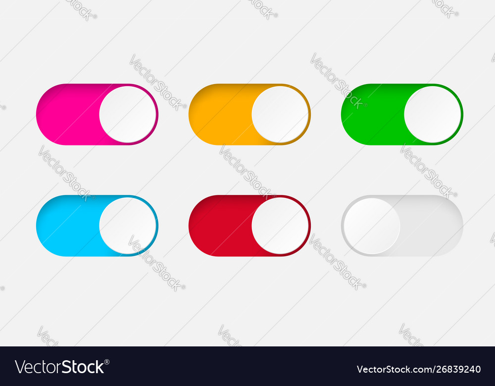 Set on and off toggle switch buttonsdesign
