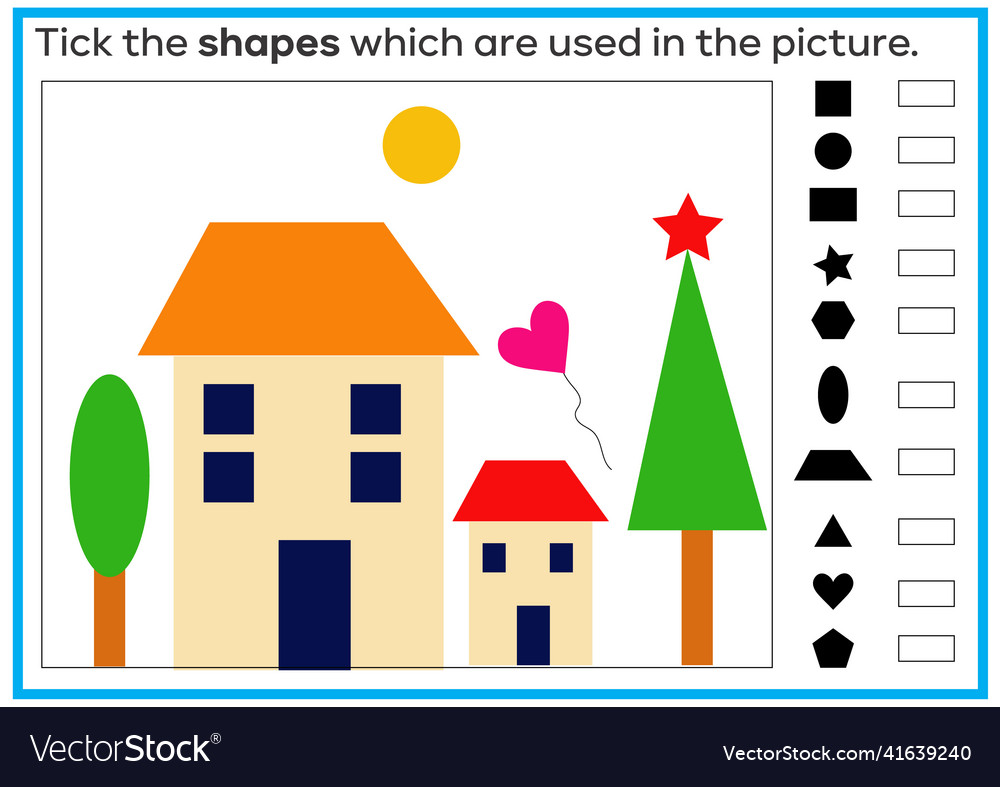 Shape iq test worksheet royalty free vector image
