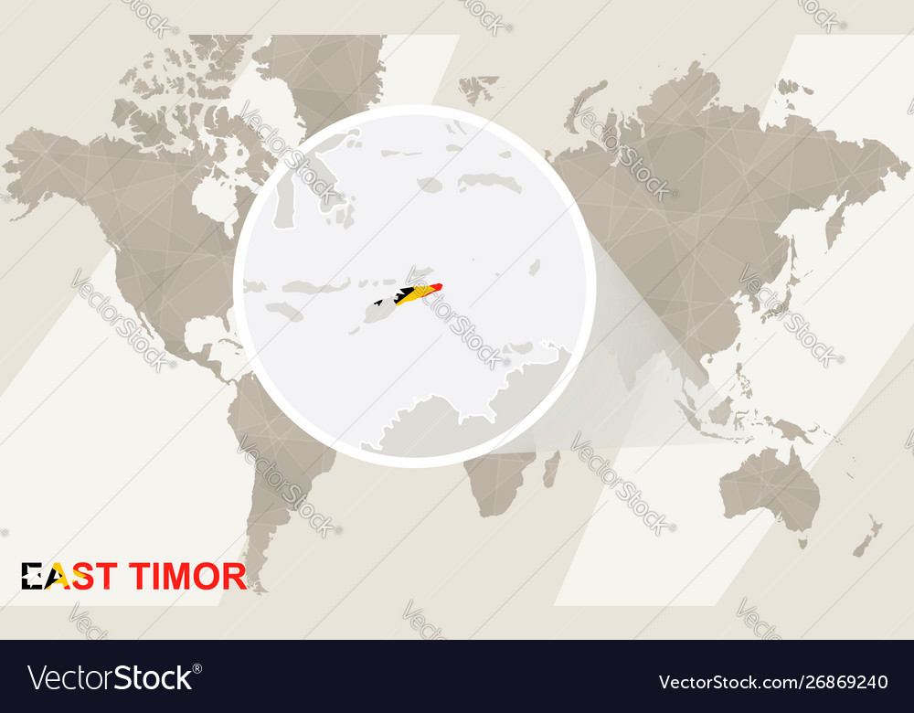 Zoom on east timor map and flag world