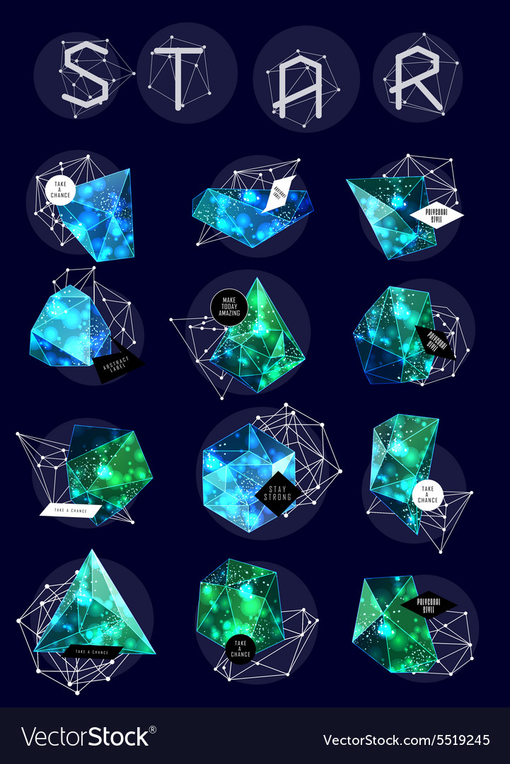 Abstract polygonal label design elements Vector Image