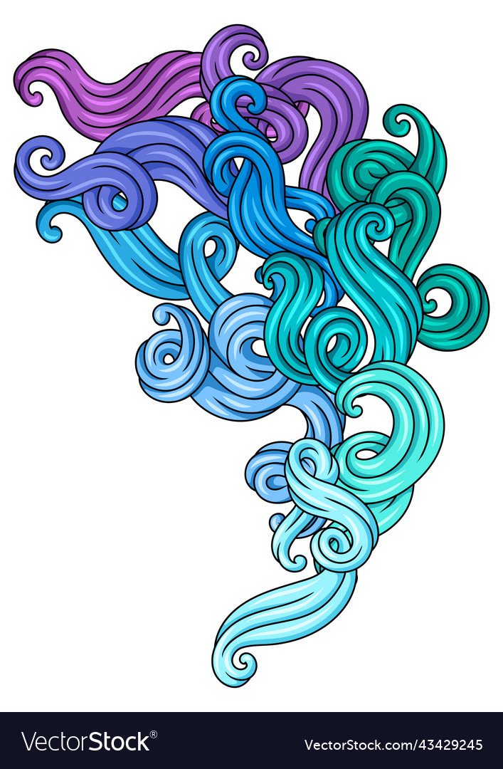 Background with wave line curls color striped