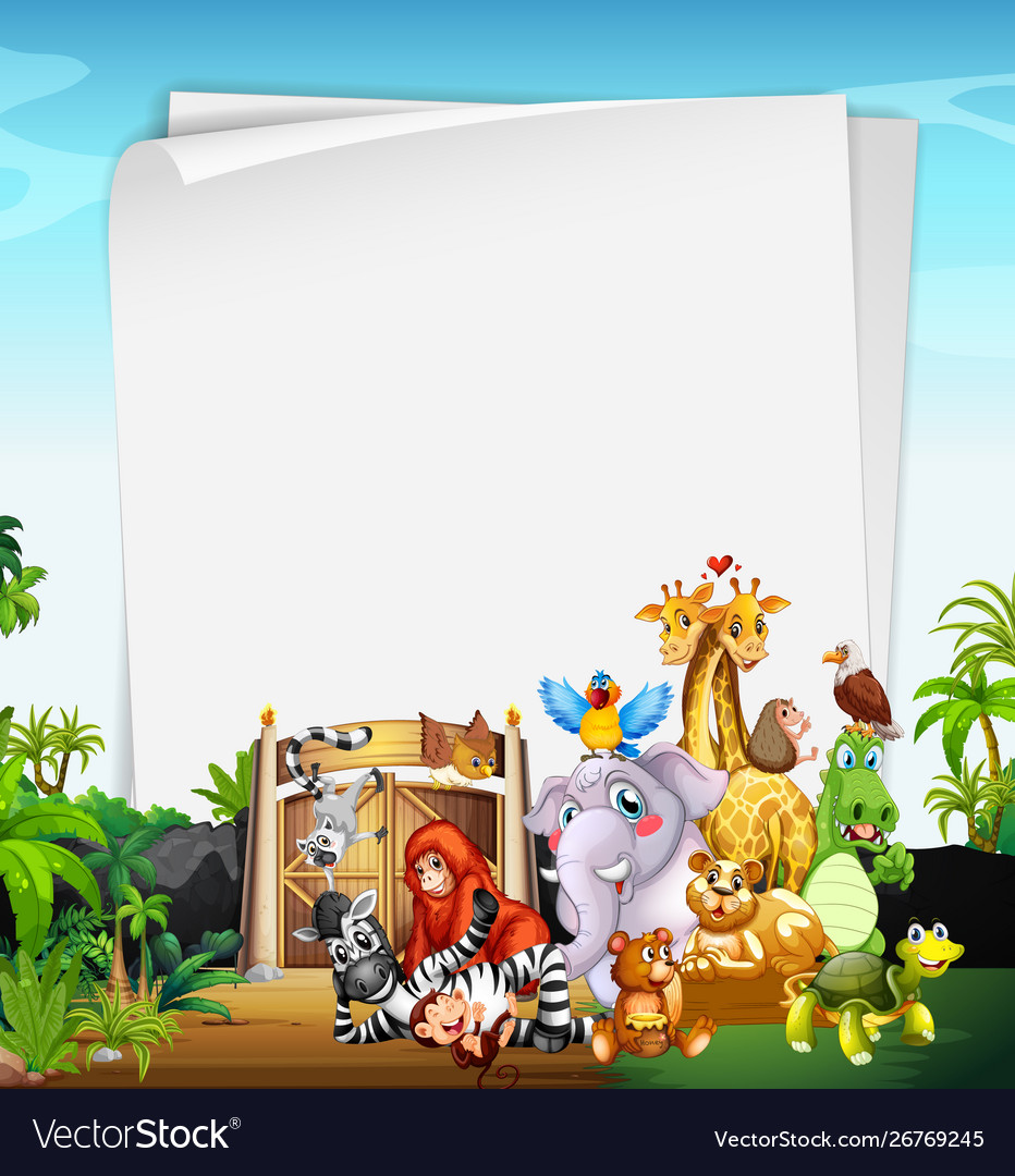 Border template design with cute animals Vector Image Border template design with cute animals Vector Image