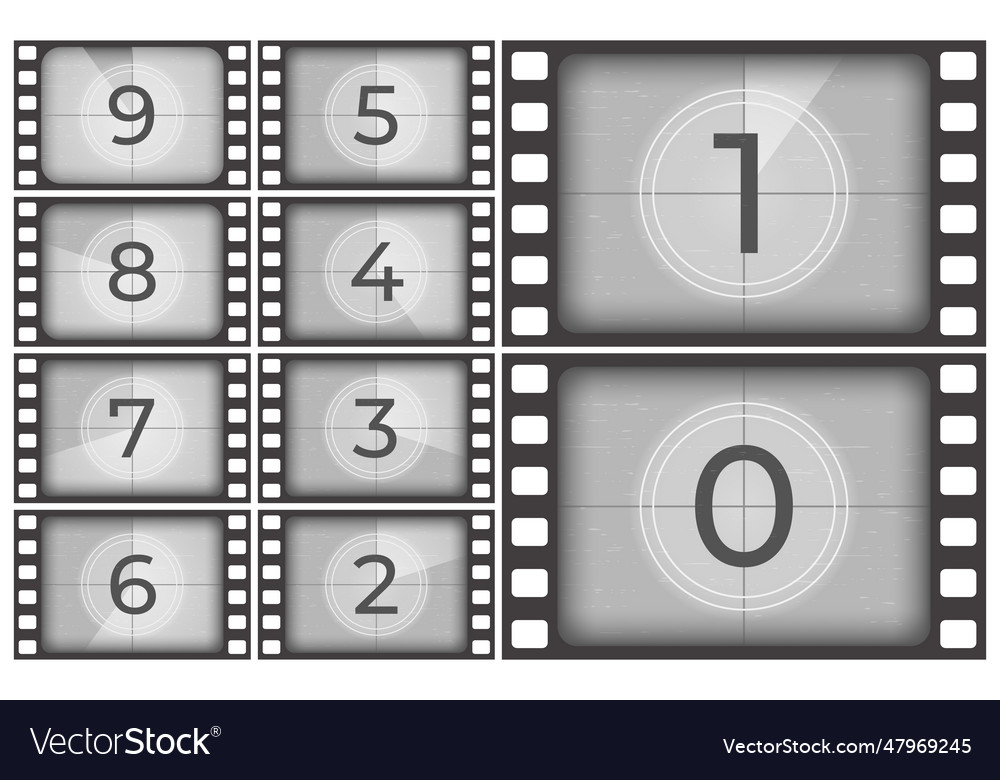 Cinema film countdown old movie films strip frame Vector Image