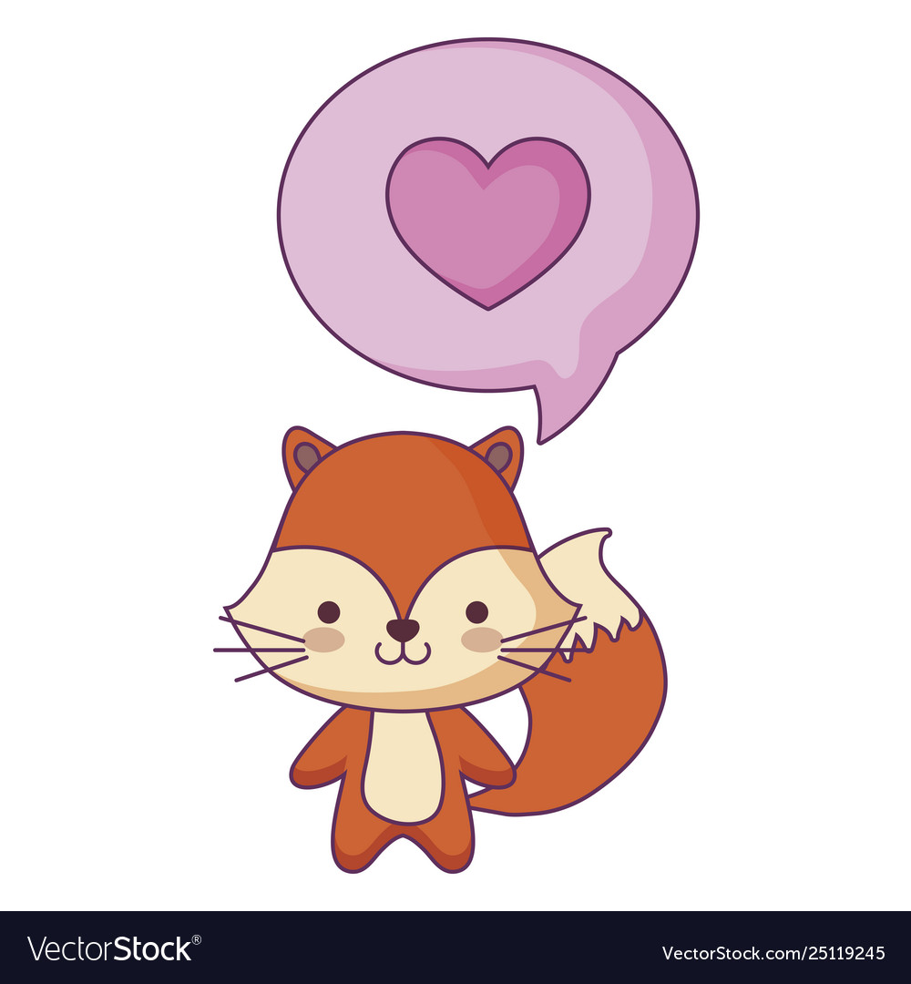Cute fox animal and speech bubble with heart Vector Image Cute fox animal and speech bubble with heart Vector Image
