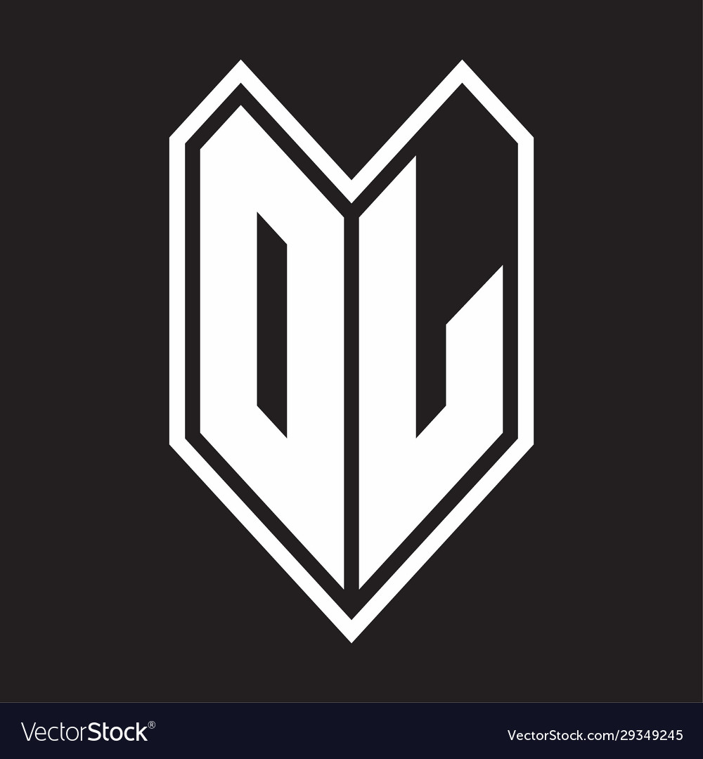 Dl logo monogram with emblem line style isolated