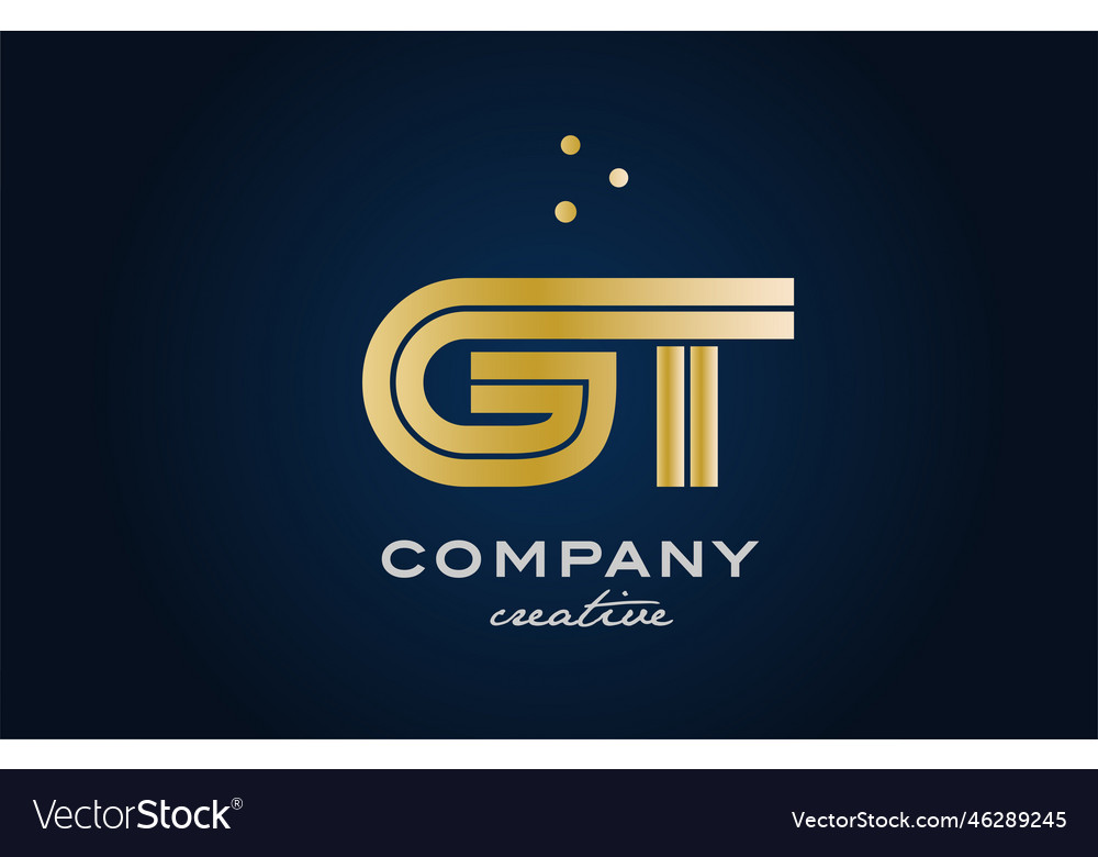 Gold golden gt combination alphabet bold letter