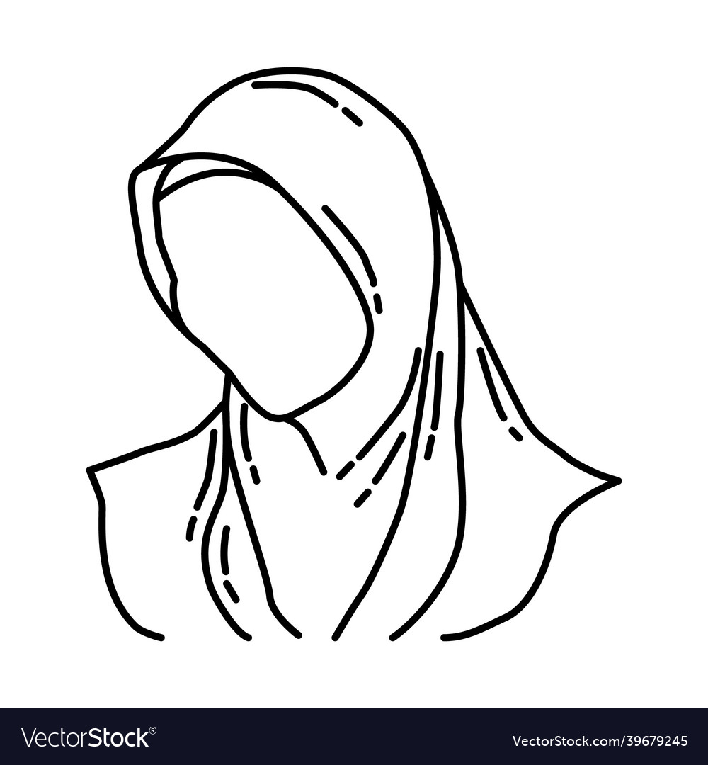 Hijab icon doodle hand drawn or outline icon style