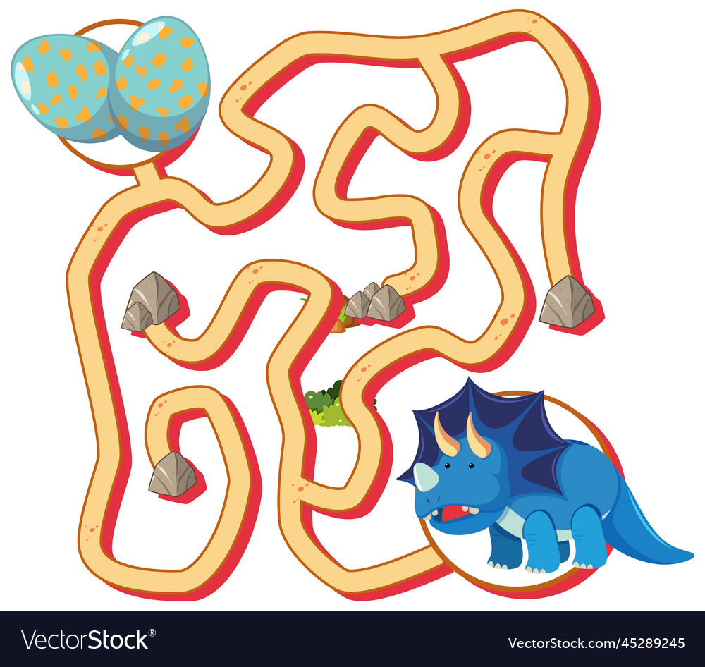 Maze game template in dinosaur theme for kids Vector Image