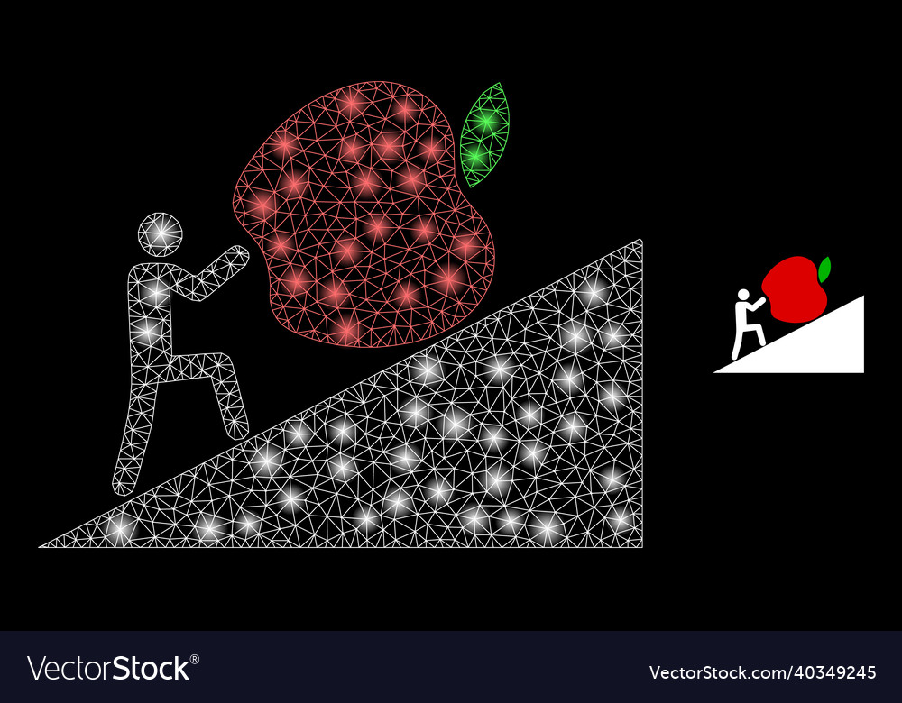 Mesh web man rolling apple up with shiny vector image Mesh web man rolling apple up with shiny