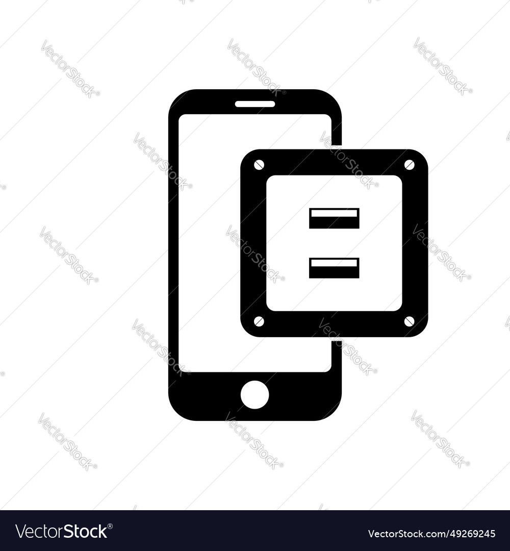 Phone with socket plug icon symbol for app and web vector image Phone with socket plug icon symbol for app and web