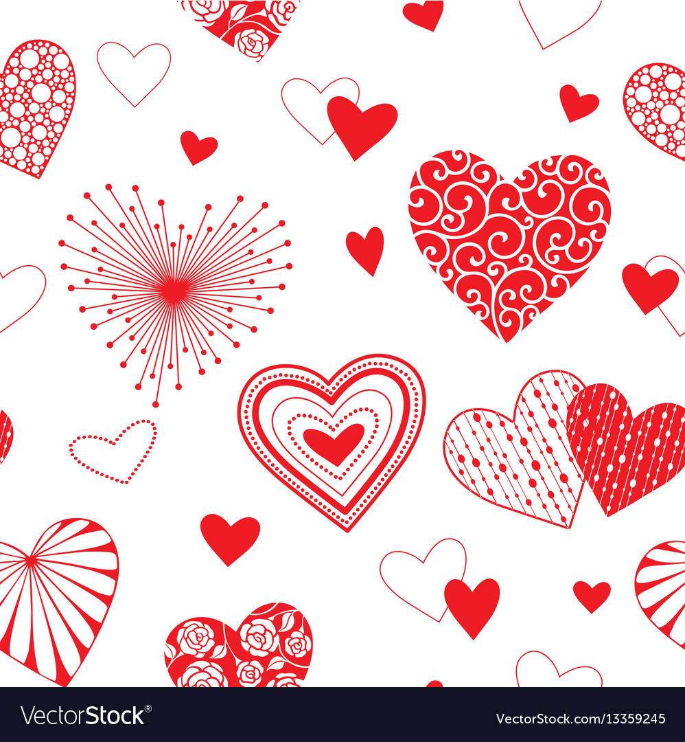 Red Hearts Seamless Pattern