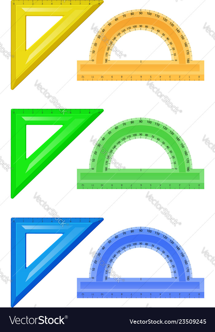Rulers triangles and protractors Royalty Free Vector Image