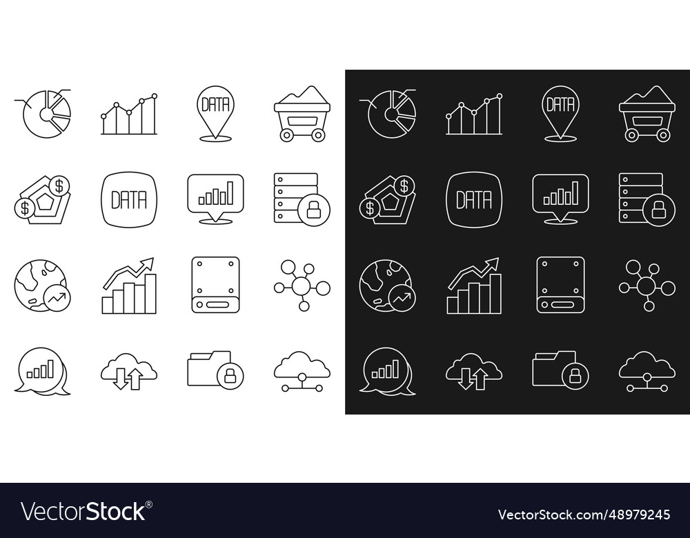 Set line network cloud connection mind map vector image Set line network cloud connection mind map