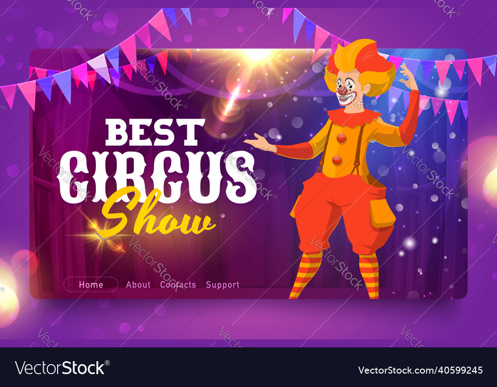 Shapito circus cartoon clown website landing page Vector Image