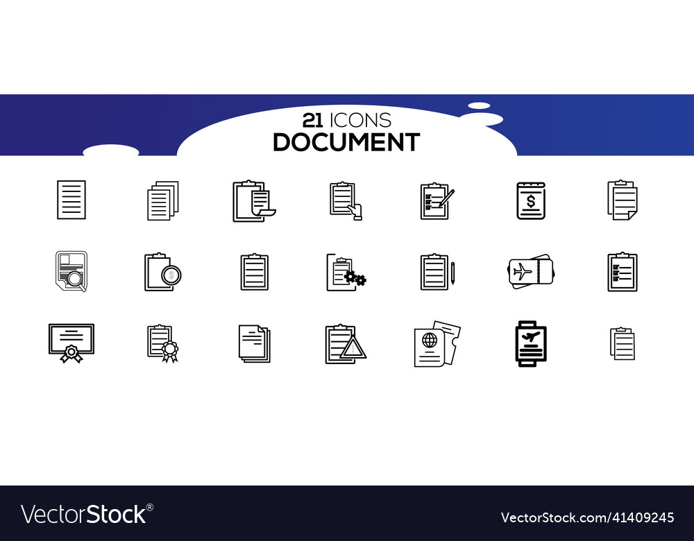 Simple set of document line icon