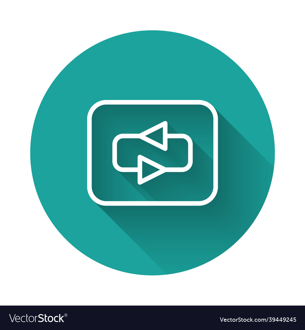 White line repeat button icon isolated with long
