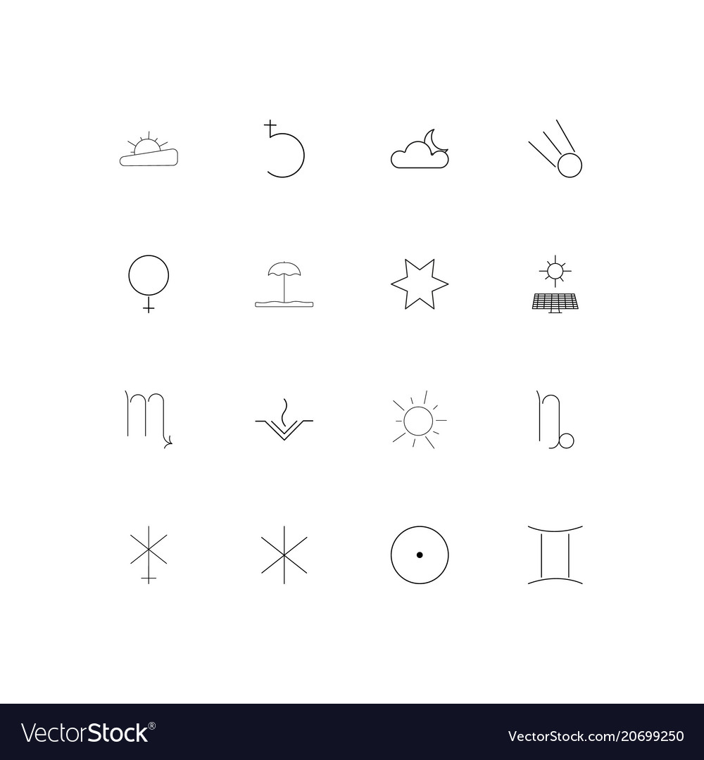 Astrology simple linear icons set outlined