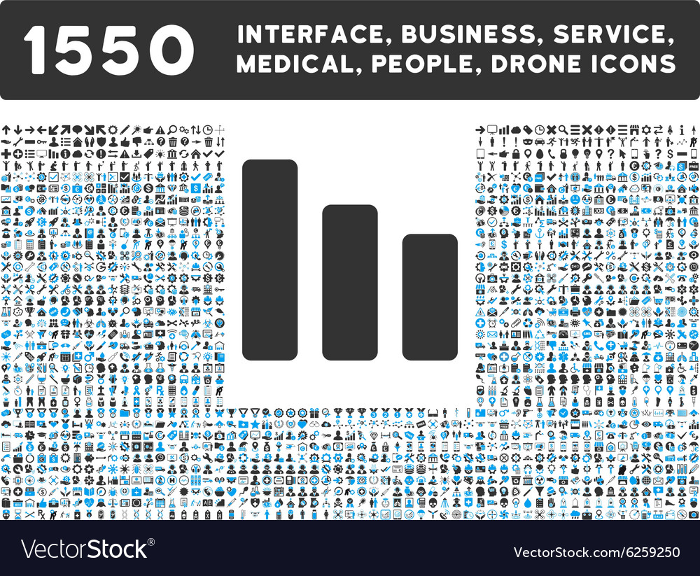 Bar chart decrease icon and more interface
