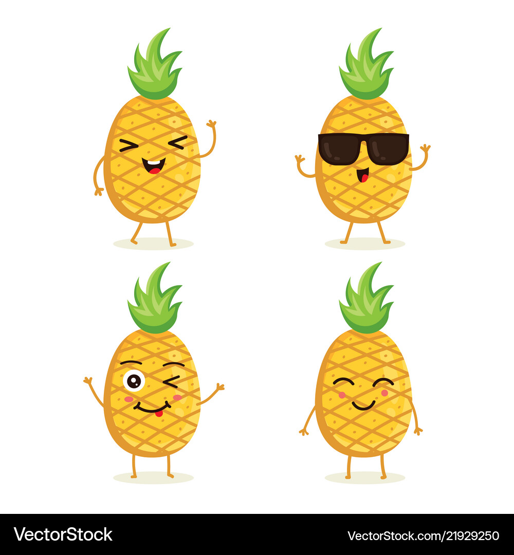 Collection of pineapple characters Royalty Free Vector Image