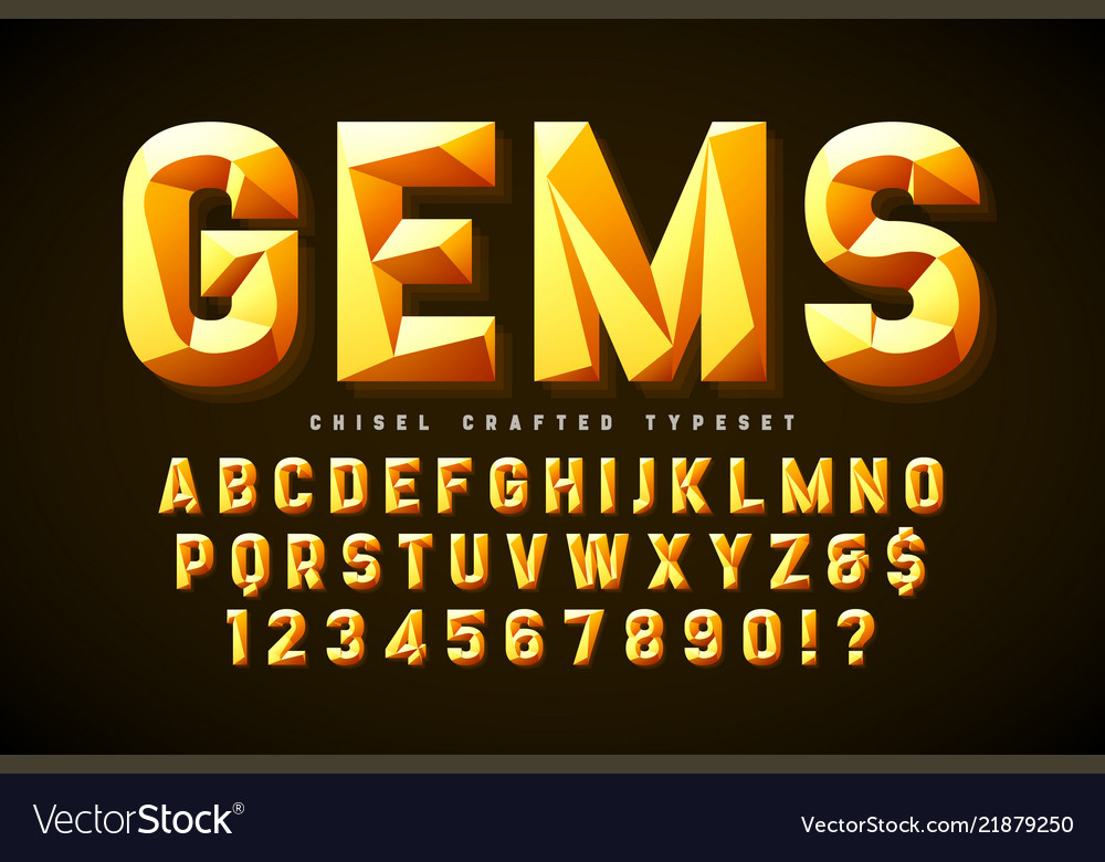 Crystal Display Font With Facets Alphabet Vector Image