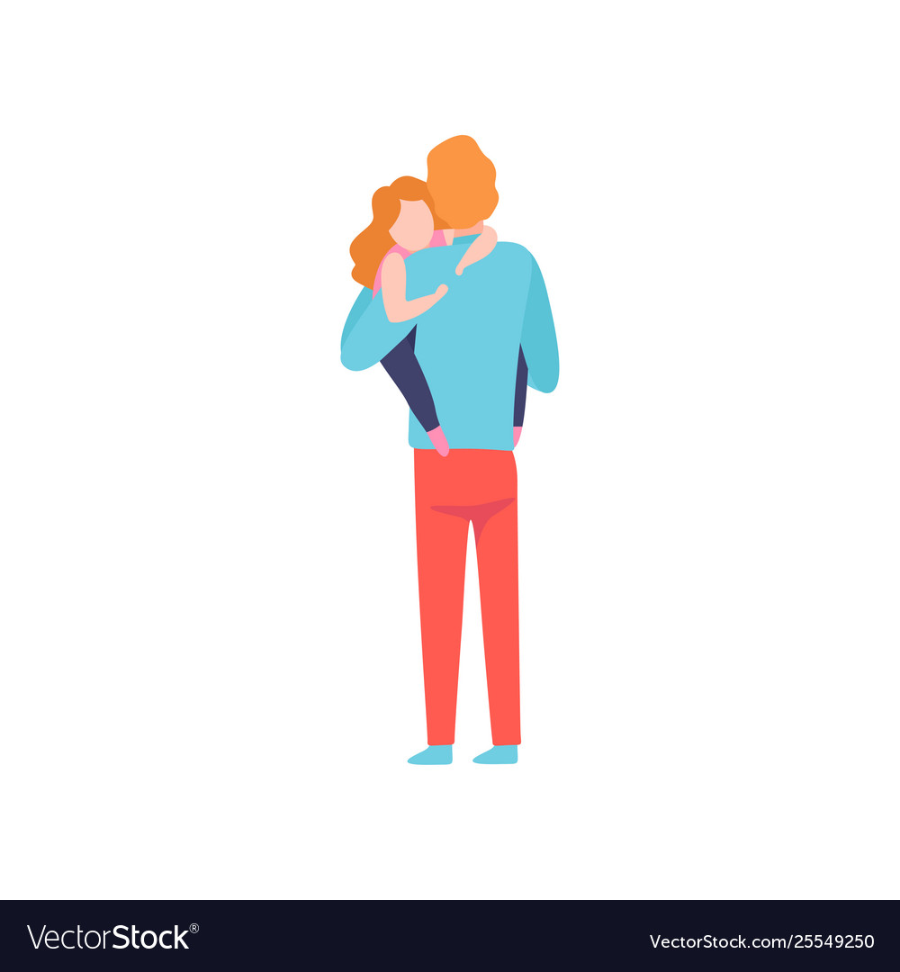 Dad holding his little daughter on hands Vector Image