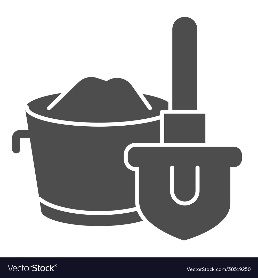 Fire shovel and bucket solid icon emergency