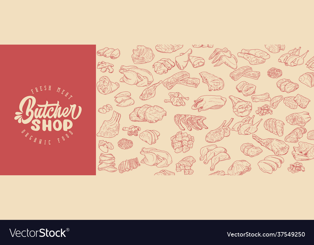 Fresh raw meat engraved design