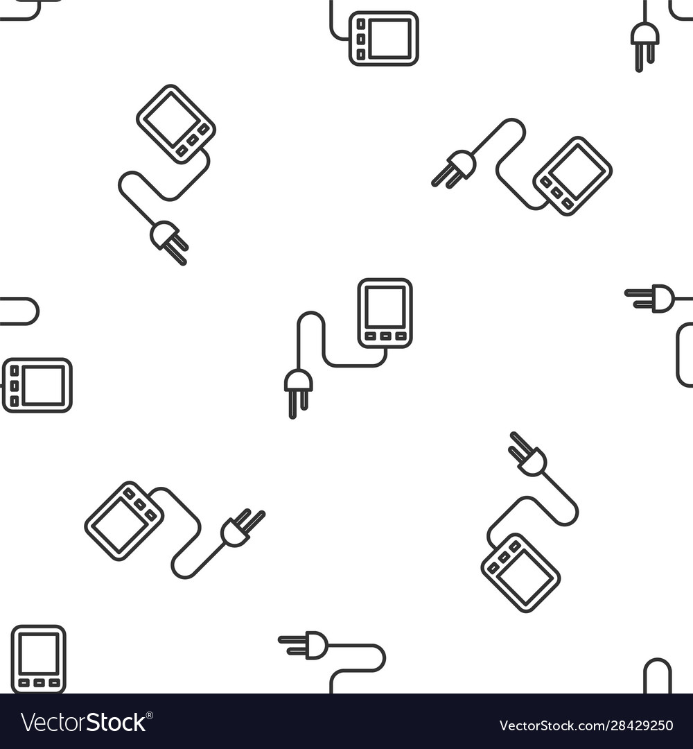 Grey line sensor icon isolated seamless pattern vector image Grey line sensor icon isolated seamless pattern