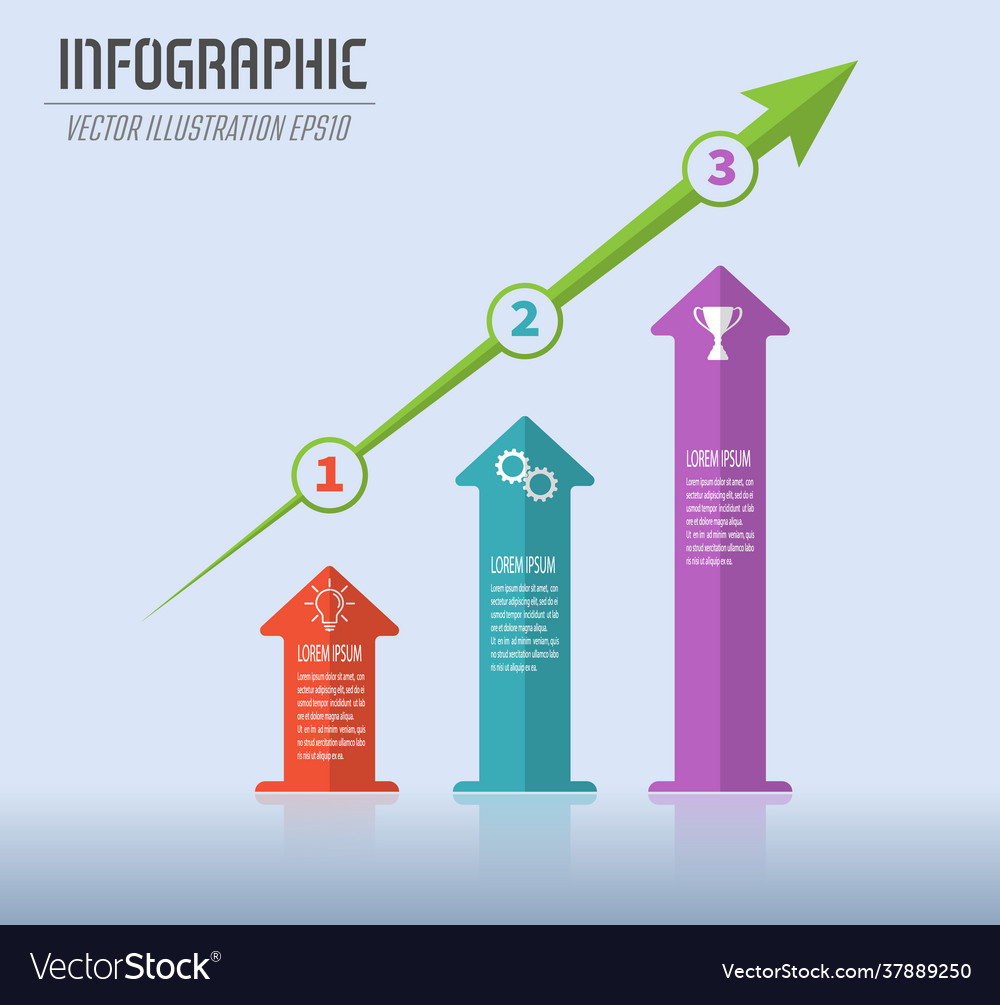 Infographics with arrows dynamic development vector image Infographics with arrows dynamic development