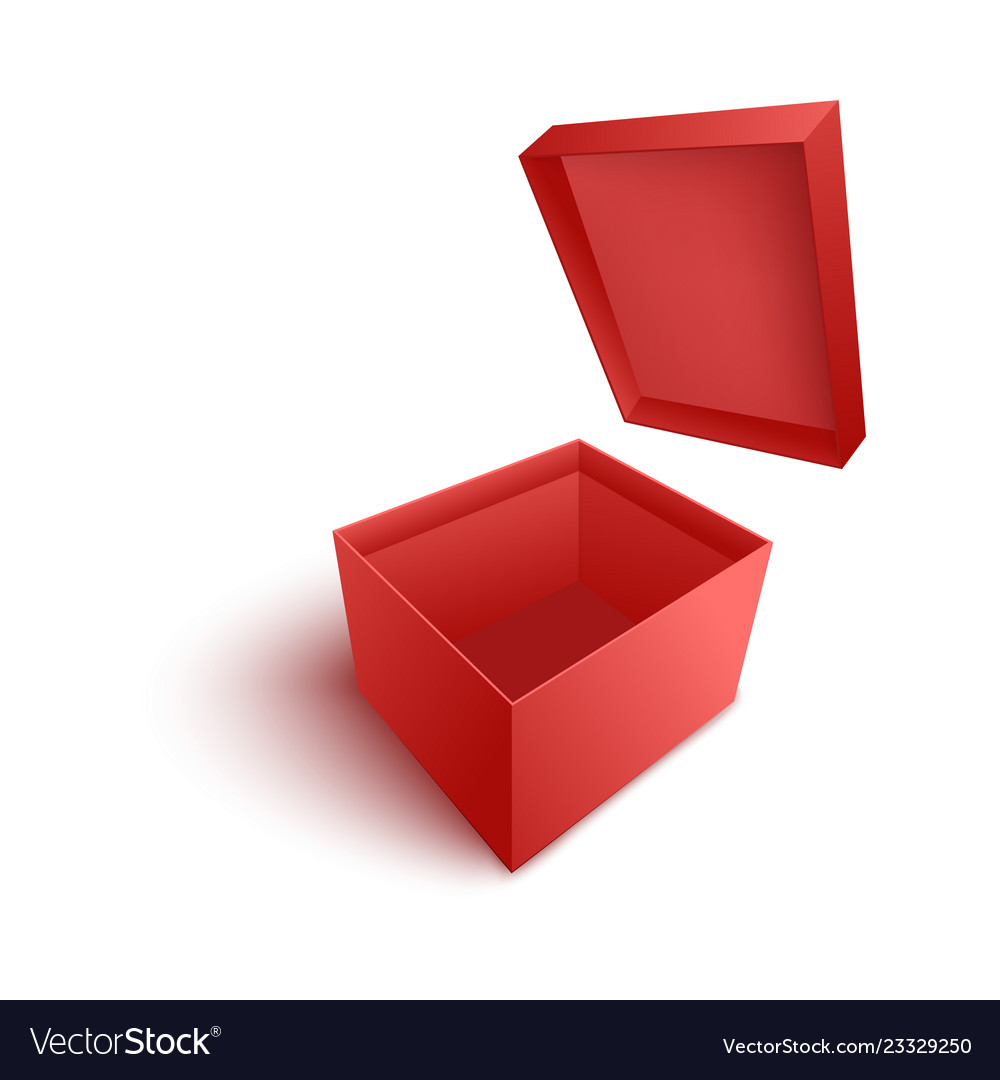 Open empty red paper box