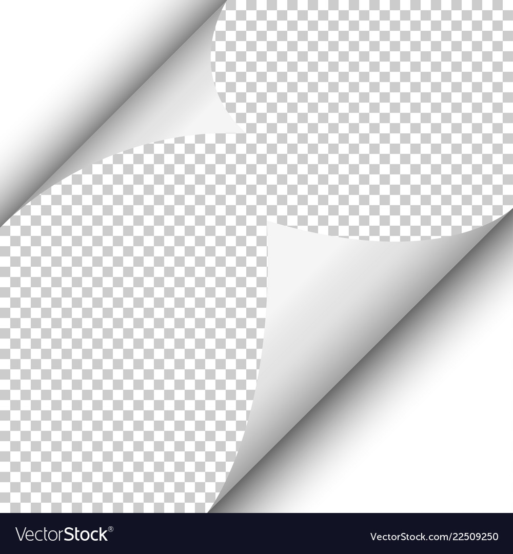 Realistic curled corner and shadow on transparent Vector Image