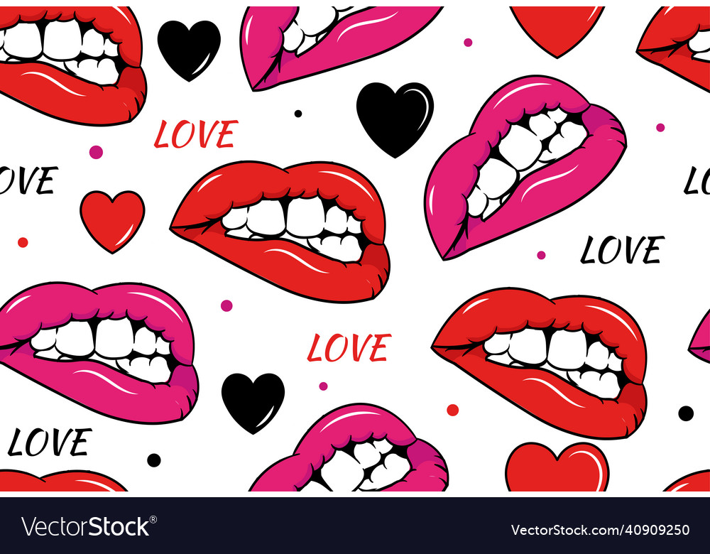 Red lips seamless pattern vector image Red lips seamless pattern