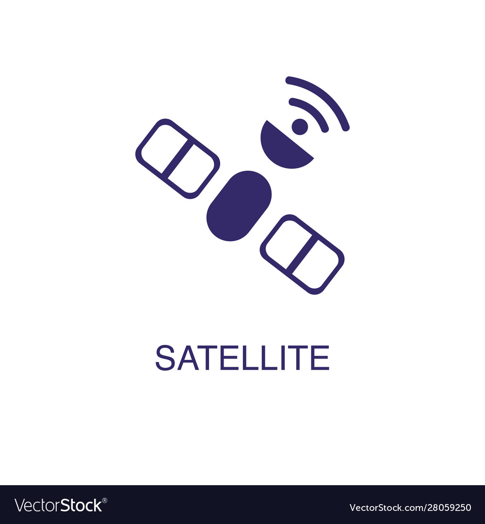 Satellite element in flat simple style on white