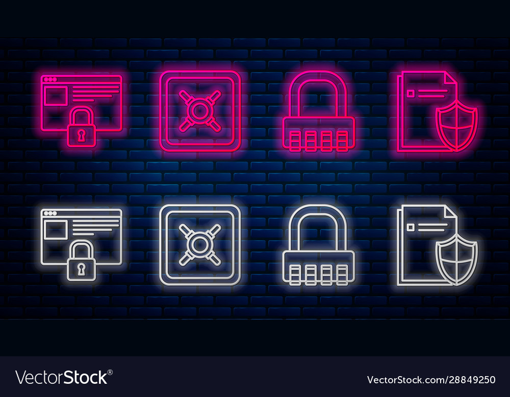 Set line safe combination lock secure vector image Set line safe combination lock secure