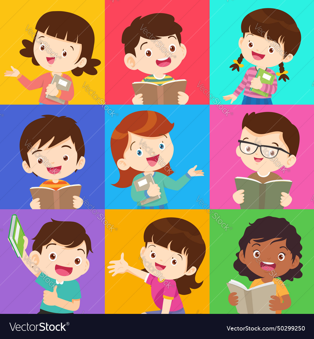 Set of children with various learning education