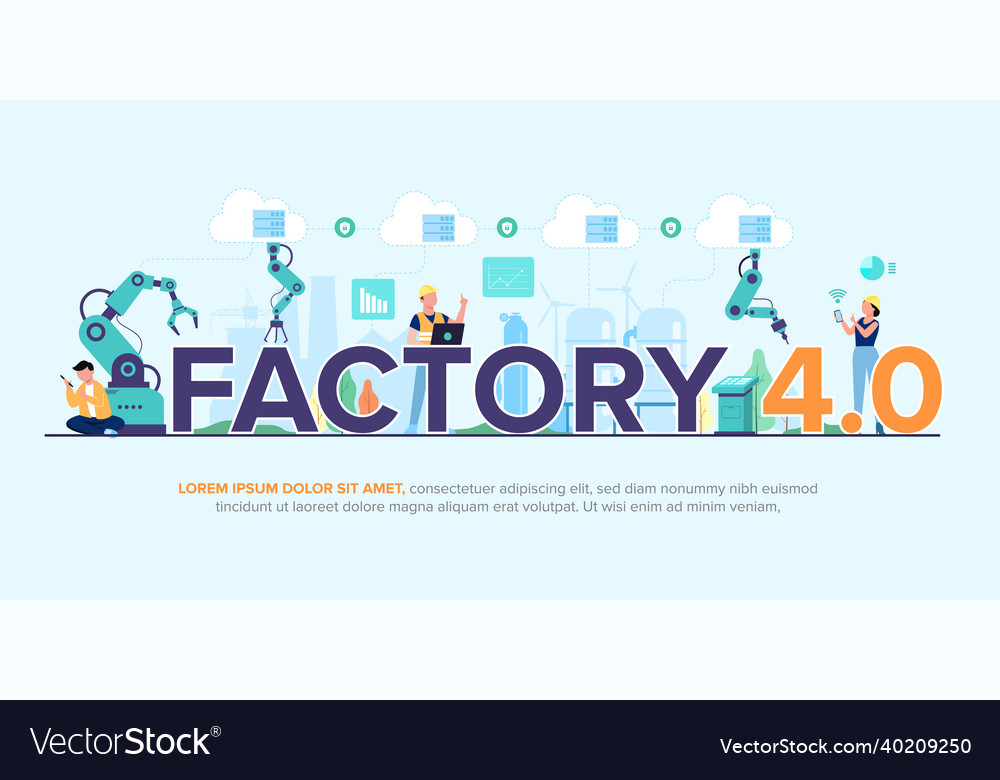 Smart factory operation of mechanical and process vector image Smart factory operation of mechanical and process