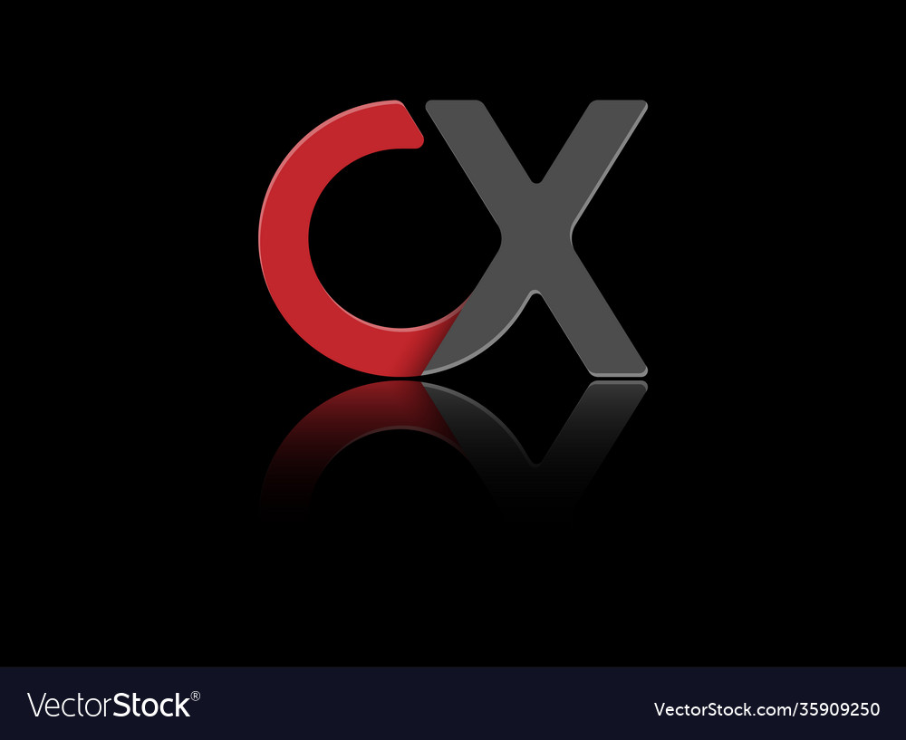 Stylized lowercase letters c and x in red vector image Stylized lowercase letters c and x in red