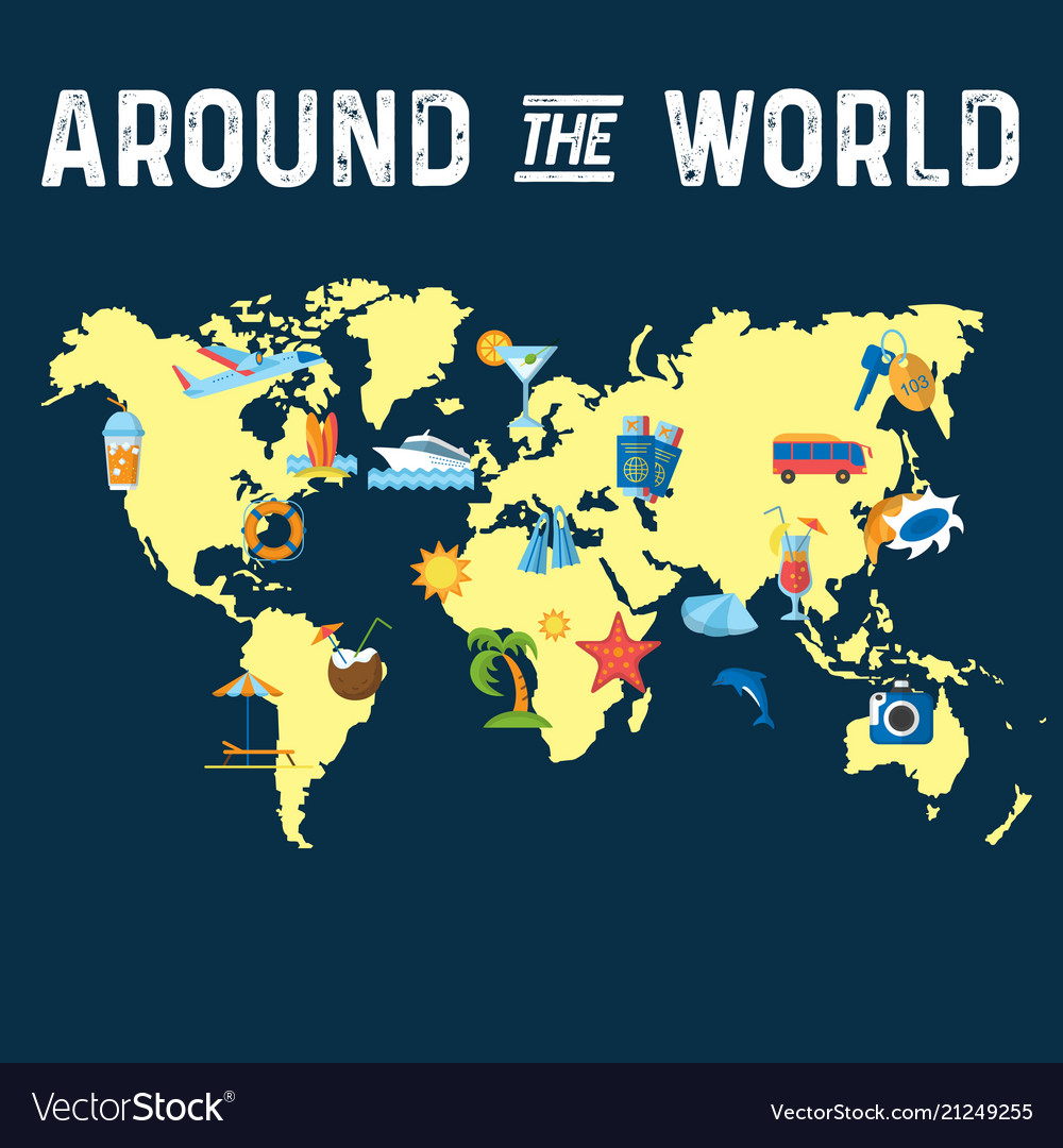 Around the world flat poster