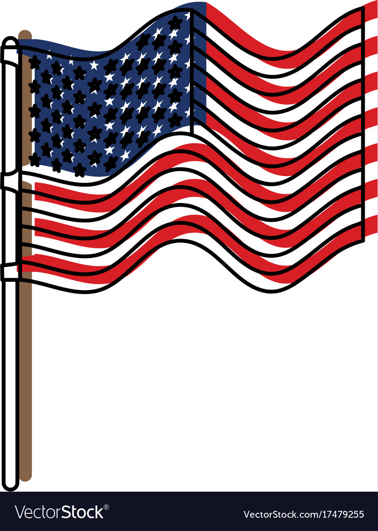 Flag united states of america in flagpole waving