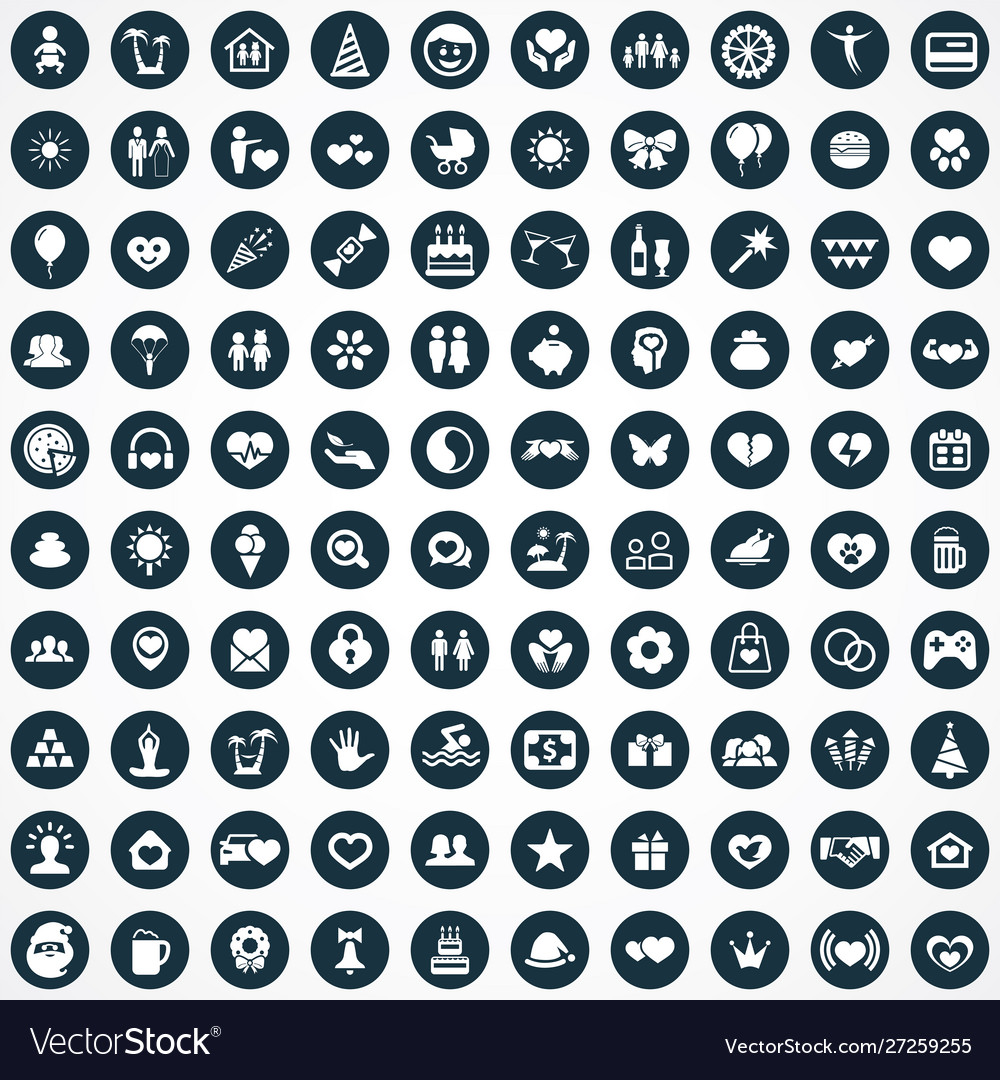 Happiness 100 icons universal set for web and ui