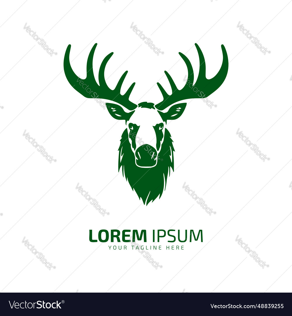 Head moose logo fur icon deer silhouette isolated