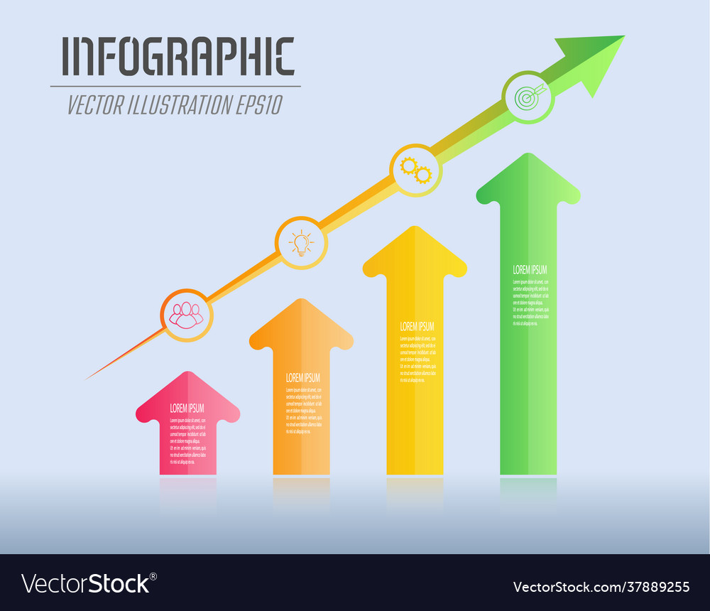 Infographics with arrows dynamic development vector image Infographics with arrows dynamic development