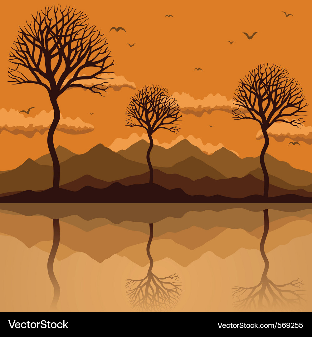 Mountain lake Royalty Free Vector Image - VectorStock