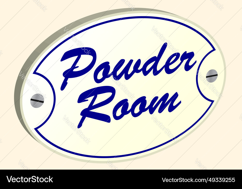 Powder room porcelain plaque Royalty Free Vector Image