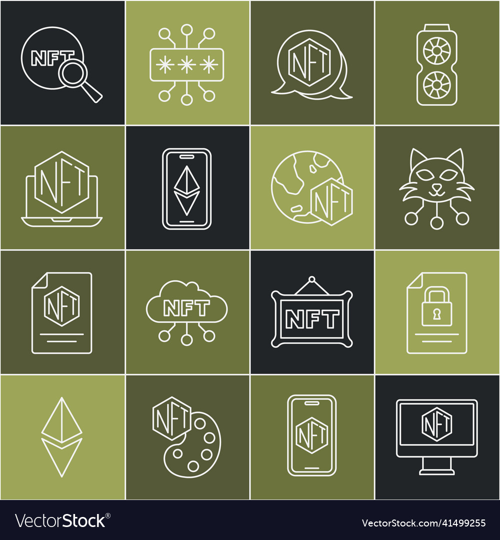 Set line monitor with art store app document vector image Set line monitor with art store app document