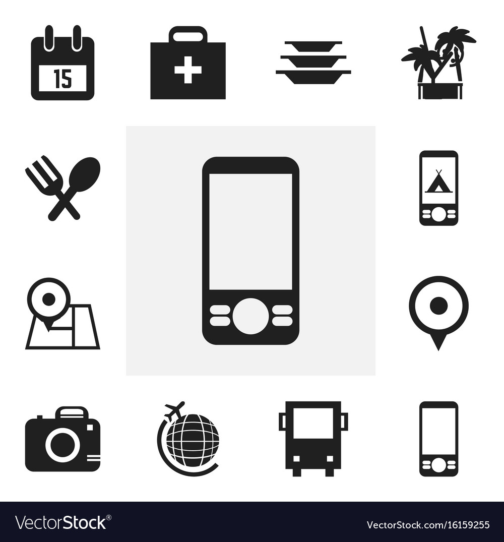 Set of 12 editable trip icons includes symbols